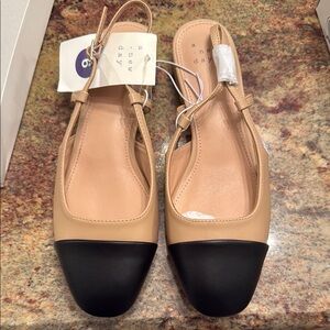 A New Day Beige and Black Slingback Flats